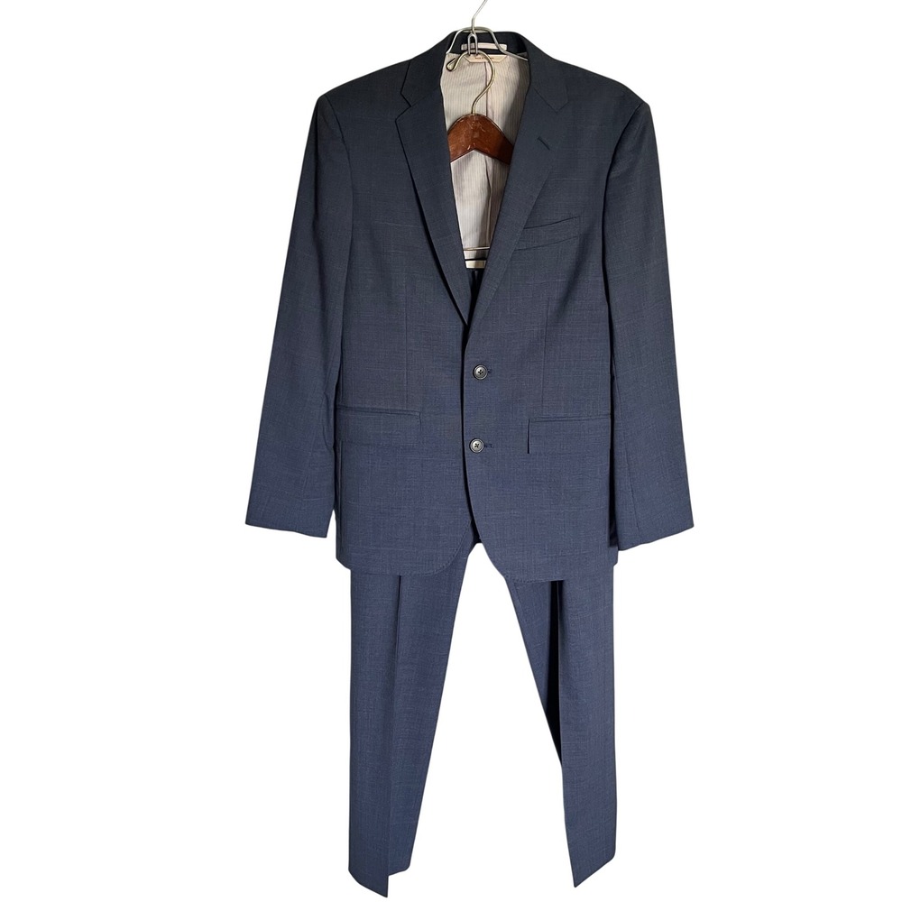 Brooks Brothers Red Fleece Men's 2pc Suit 36S Crosshatch Navy 30x27.5 Marzotto